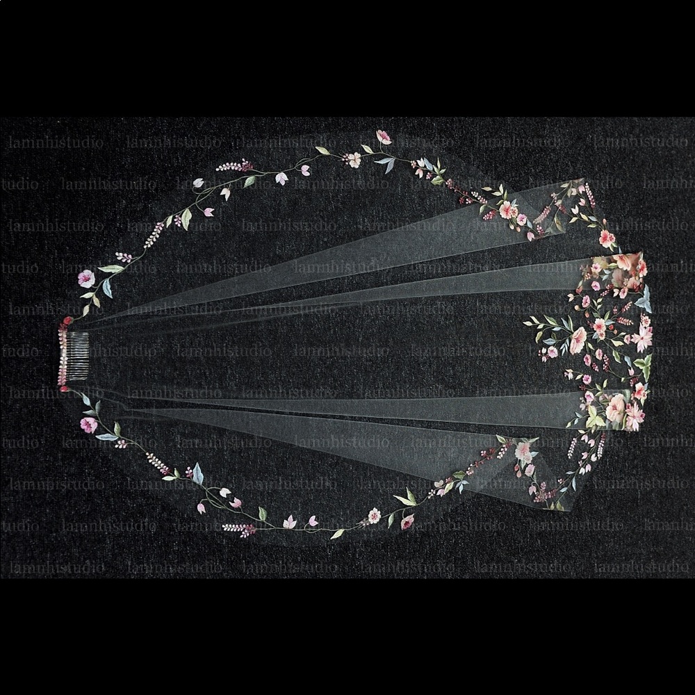 Brand new floral embroidered veil from Etsy